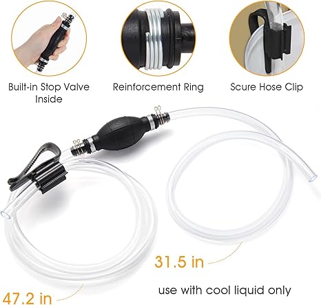 Manual Fuel Transfer Pump with PVC Hoses (High Flow Siphon)