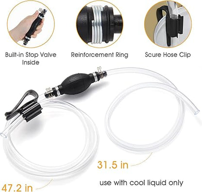 Manual Fuel Transfer Pump with PVC Hoses (High Flow Siphon)