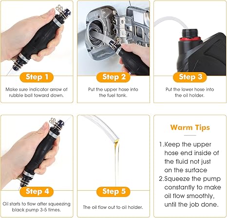 Manual Fuel Transfer Pump with PVC Hoses (High Flow Siphon)