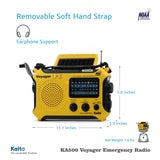 Kaito KA500L LITHIUM Handheld Radio + Reading Lamp with 4-way Powered Emergency AM/FM/SW NOAA Weather Alert Solar and Hand Crank