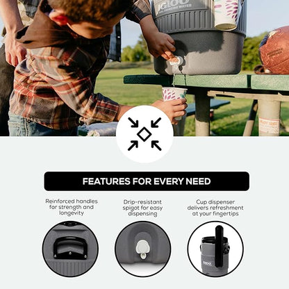 Igloo Sports Cooler | Insulated Beverage Dispenser with Spout |Portable Handwashing Station
