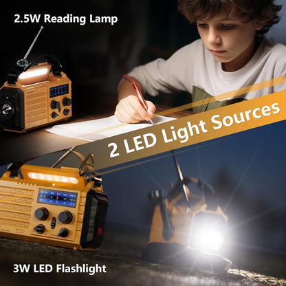 NOAA Weather Radio AM/FM/Shortwave, 5 Way Powered Emergency Radio 5000mAh/18500mWh Battery Backup Solar Crank, Portable Phone Charger with LED Flashlight,...