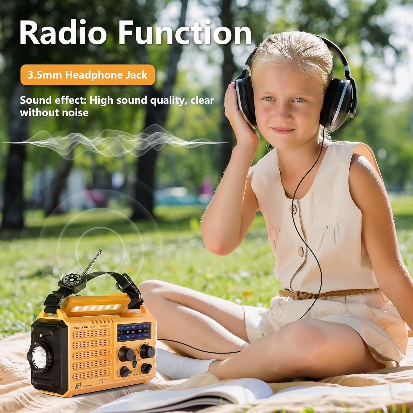 NOAA Weather Radio AM/FM/Shortwave, 5 Way Powered Emergency Radio 5000mAh/18500mWh Battery Backup Solar Crank, Portable Phone Charger with LED Flashlight,...
