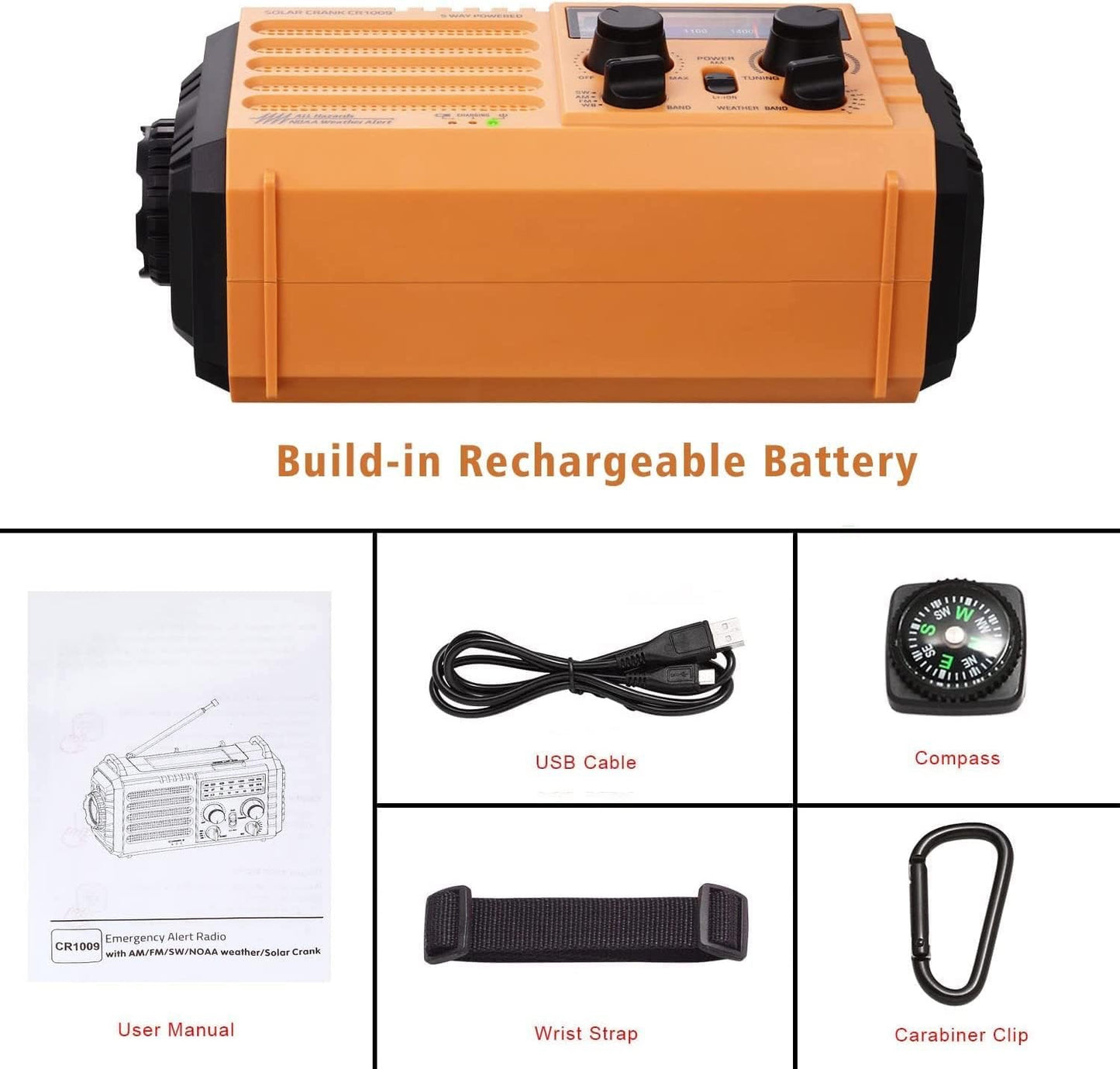 NOAA Weather Radio AM/FM/Shortwave, 5 Way Powered Emergency Radio 5000mAh/18500mWh Battery Backup Solar Crank, Portable Phone Charger with LED Flashlight,...